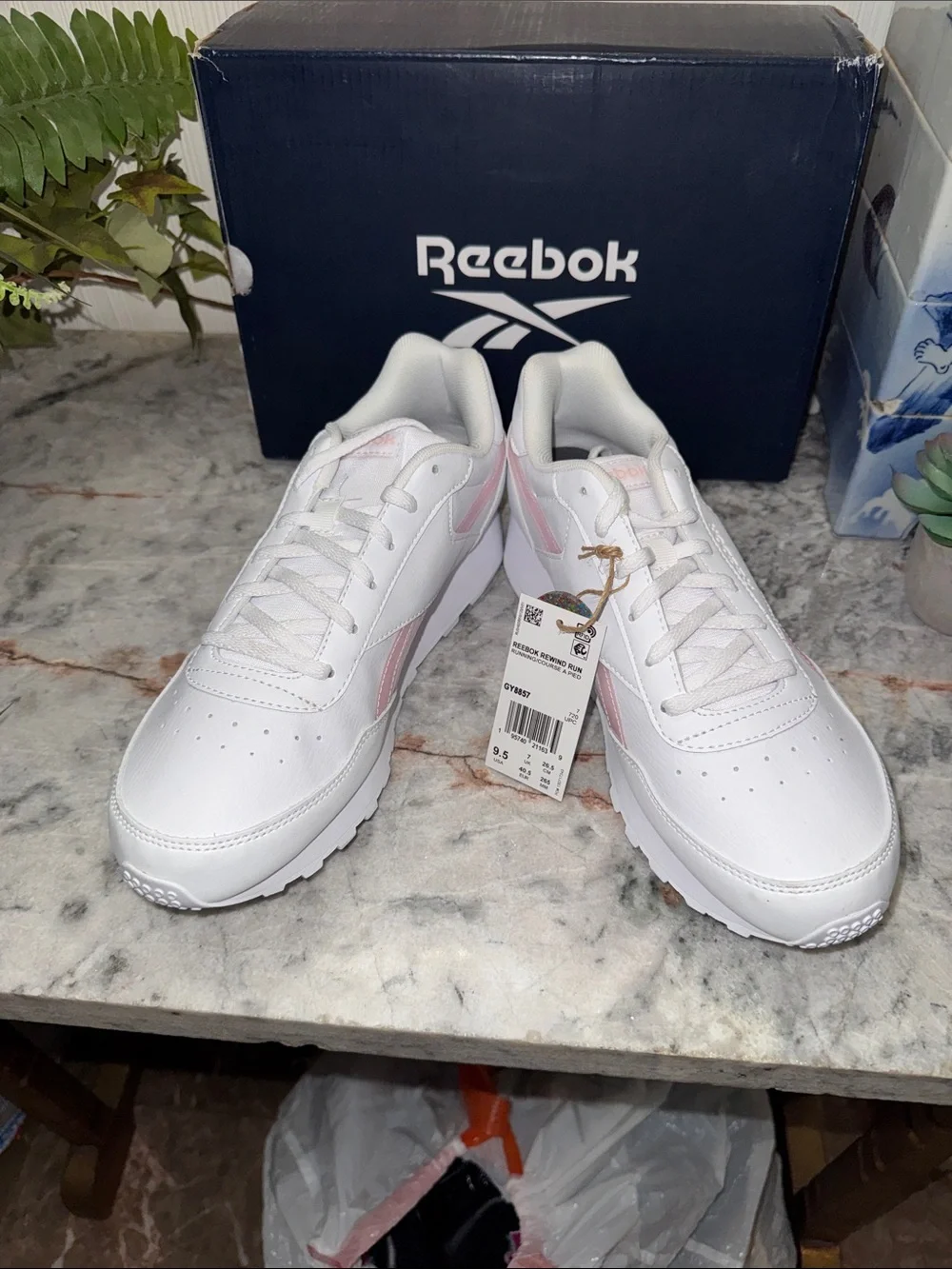Reebok White Sneakers with Light Pink Accents